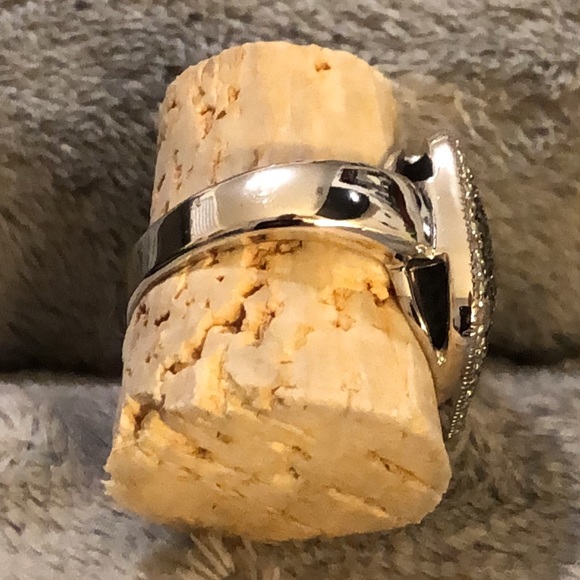 Vintage DBJ Black & White Diamond Square Ring in Sterling Silver. NWT - Picture 4 of 11